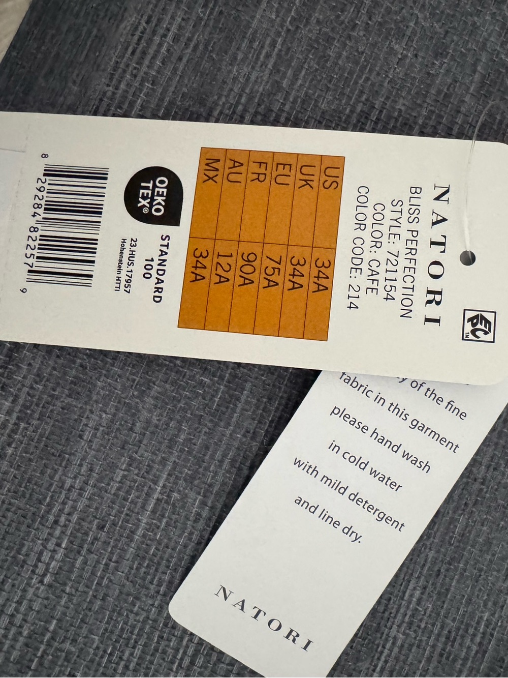 Natori Women's Bliss Perfection Contour Underwire Bra Cafe 34A NWT - Picture 5 of 6